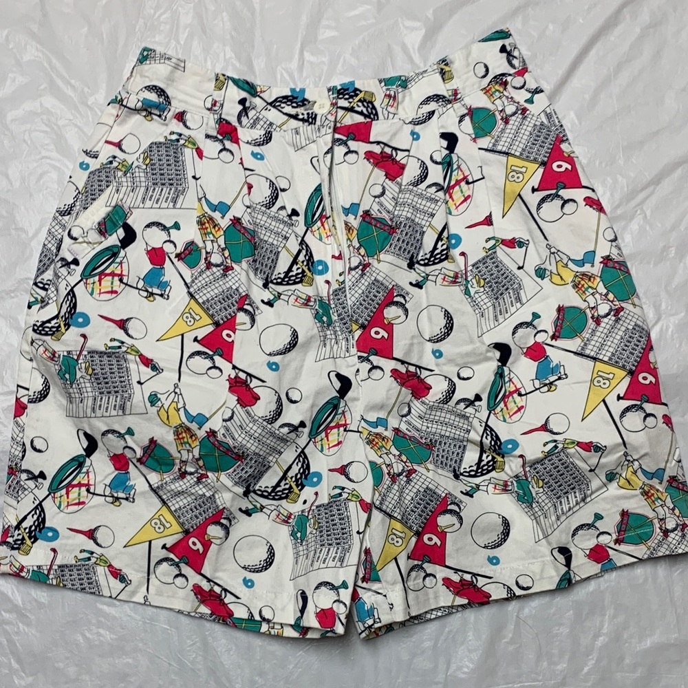 La Mode Vintage 90s Goof Ball Tee Graphic Print Super High Rise Golf Shorts Sz B